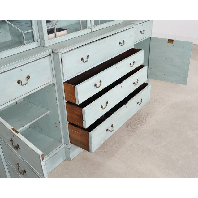 19th Century Georgian Astral Glazed Painted Bookcase With Secretary For Sale - Image 13 of 18