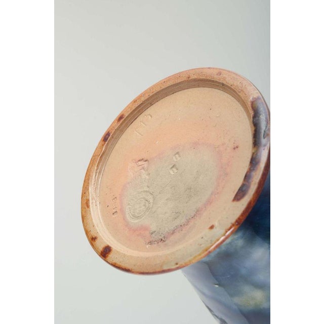 Tall Chamotte Vase with Blue and White Hues from Royal Doulton, 1920s For Sale - Image 4 of 5