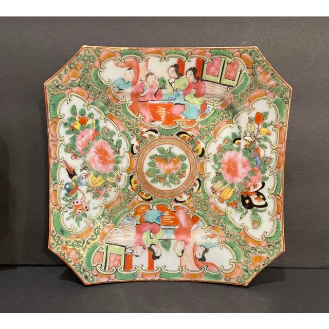 Antique Rose Medallion Octagonal Plates - Set of Seven For Sale - Image 6 of 8
