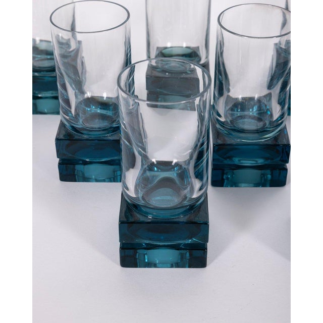 Vintage Italian Blue Crystal Glasses, 1970s, Set of 11 For Sale - Image 6 of 10