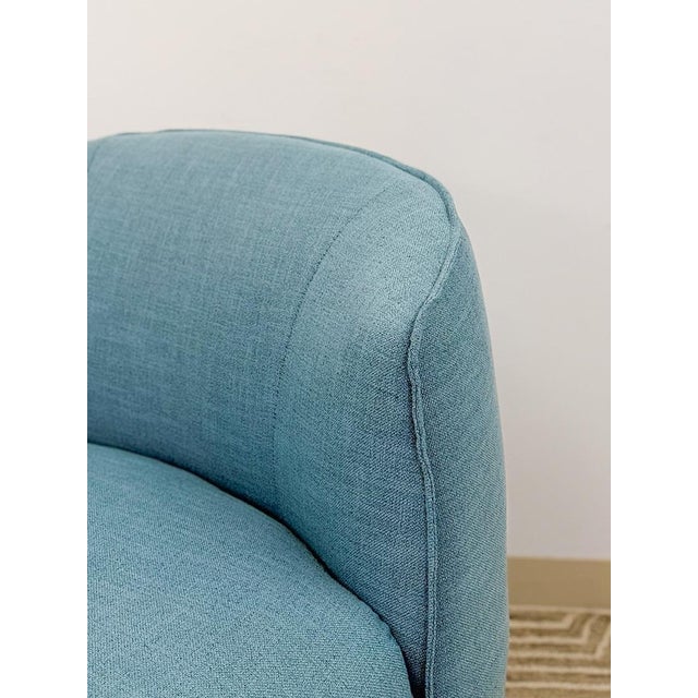 Textile Costal Modern Blue Upholstered Accent Chair Living Room Bedroom Comfortable For Sale - Image 7 of 9