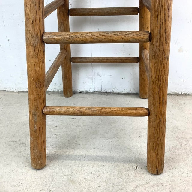Vintage Rush Seat Counter Stool For Sale - Image 10 of 12