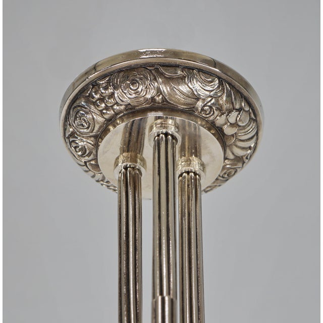 Metal French Art Deco Pendant Light by Jean Gauthier Ejg 1930 France For Sale - Image 7 of 12