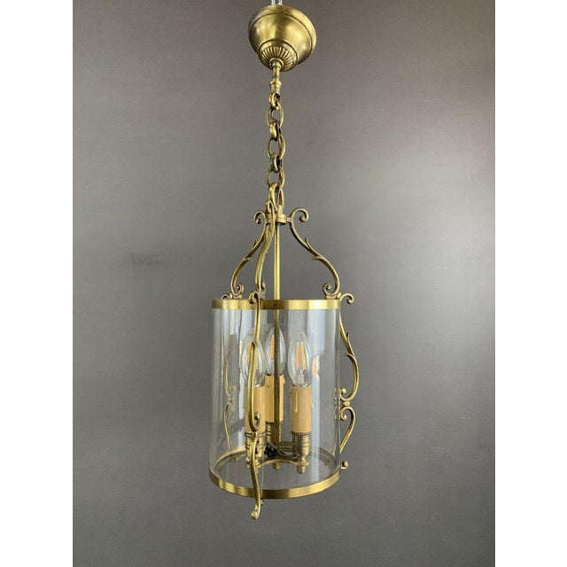20th Century Brass and Glass Lantern Pendant Light For Sale - Image 6 of 6