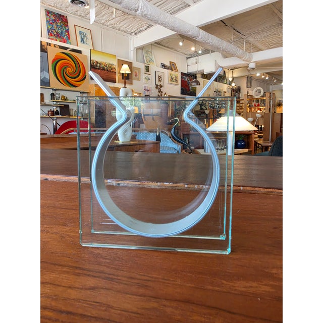 Vintage Peter Hewitt MoMA Square Ribbon Vase Glass Anodized Aluminum For Sale - Image 11 of 16