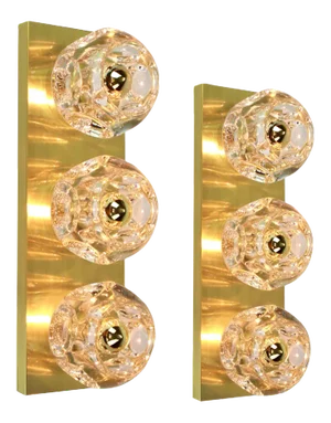 Crystal Glass Wall Sconces by Gaetano Sciolari for Peill & Putzler, Set of 2