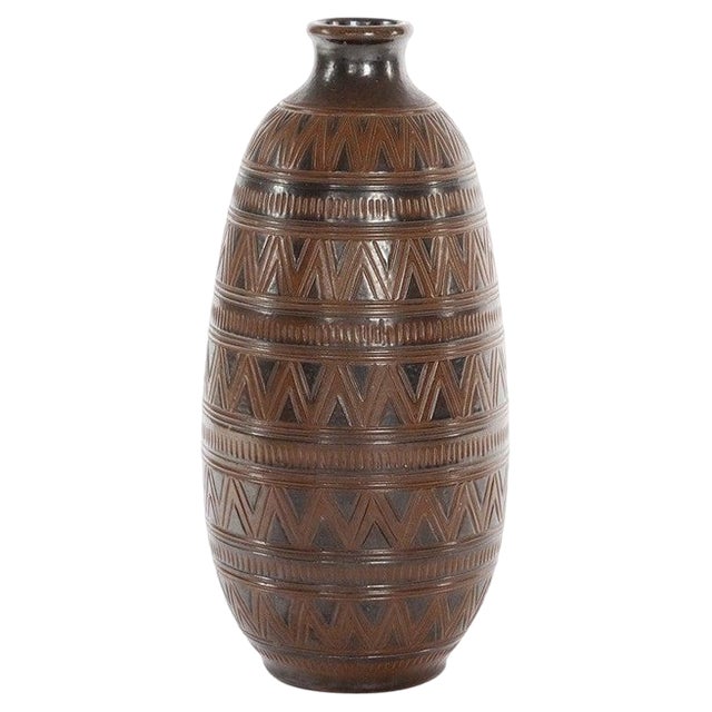 Scandinavian Modern Brown Stoneware Floor Vase by Arthur Andersson for Wallåkra For Sale