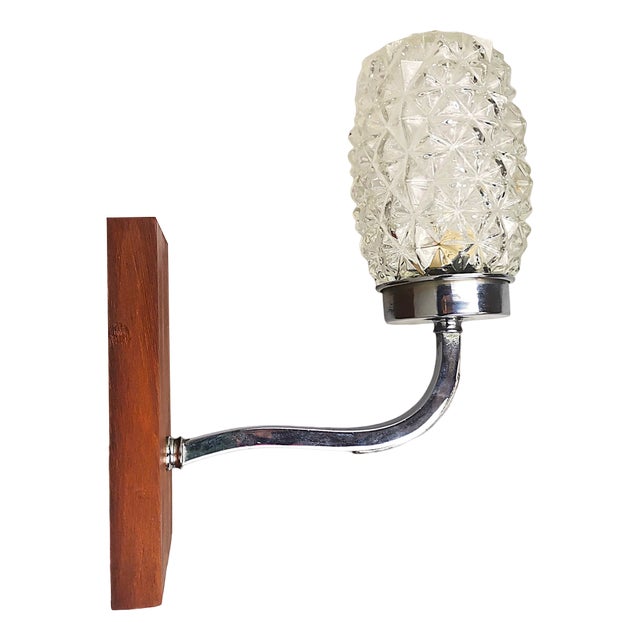 Portuguese Rustic Wood and Glass Sconce, 1950s For Sale