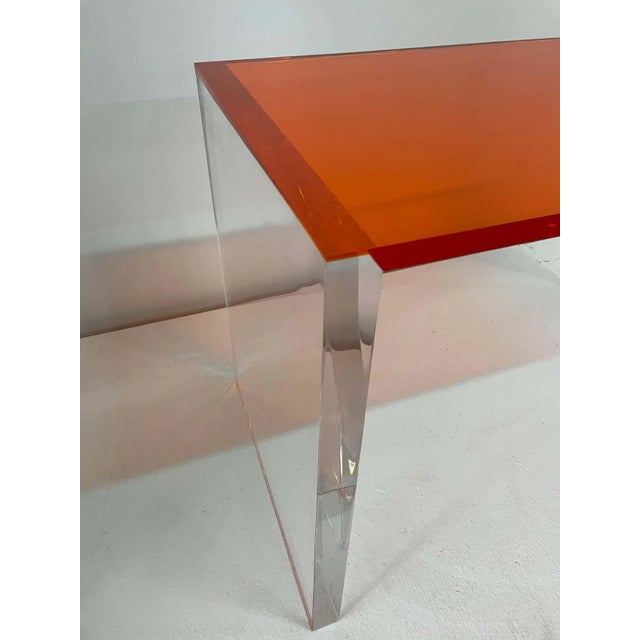 2000 - 2009 Orange Acrylic Top Desk or Game Table For Sale - Image 5 of 9