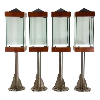 Cherrywood and Aluminum Display Cases, 1980s, Set of 4 For Sale