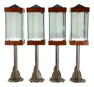 Cherrywood and Aluminum Display Cases, 1980s, Set of 4