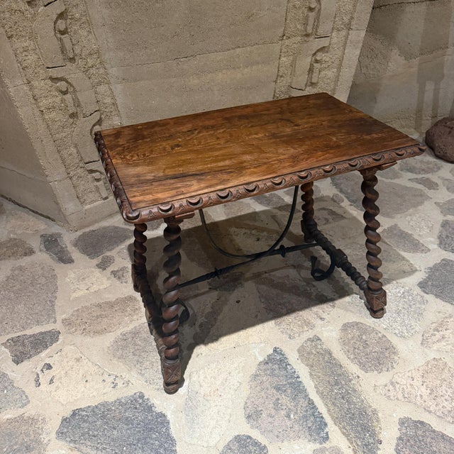 Antique 19th-Century Spanish Side Table Solomonic Legs Wrought Iron For Sale In San Diego - Image 6 of 17