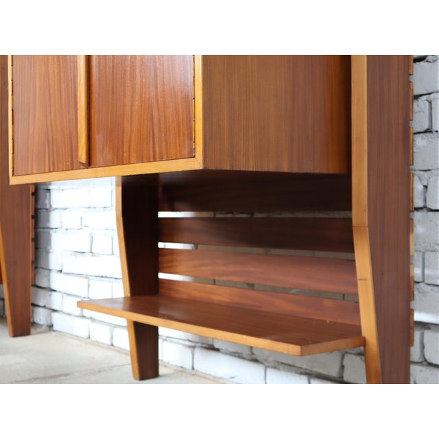 Mid-Century Italian Teak Floor-to-Ceiling Wall Units, 1950s, Set of 2 For Sale - Image 4 of 16