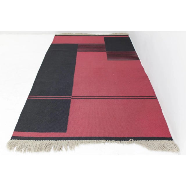 Mid-Century Modern Mid-Century Modernist Kilim Geometric Rug For Sale - Image 3 of 5