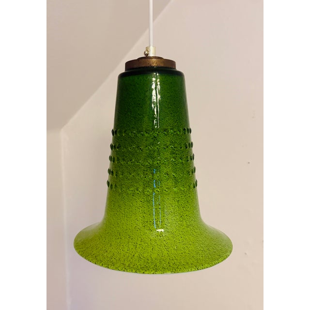 Mid-Century Modern Green Glass Pendant Light, 1960s For Sale - Image 3 of 8
