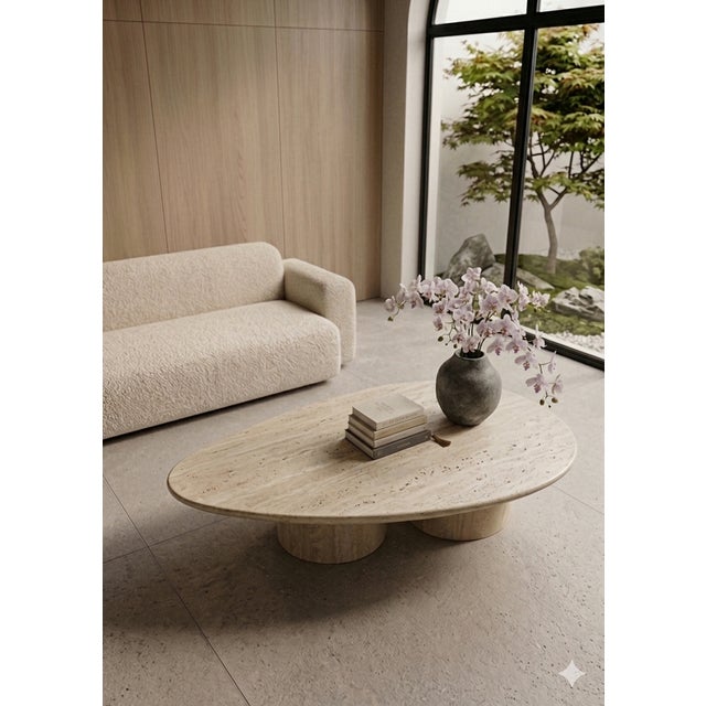 Oval Table in Roman Travertine Marble by Andrea Grasso For Sale - Image 6 of 8