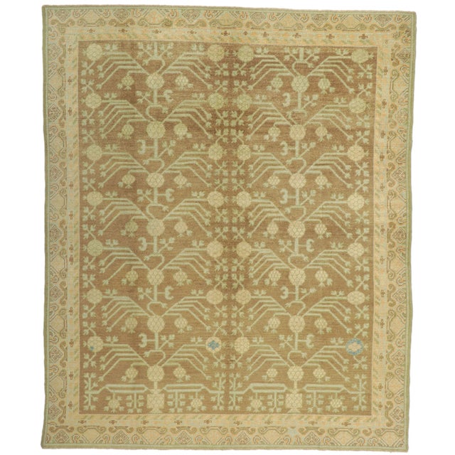 2010s Vintage Earth-Tone Khotan Rug, 08'02 X 09'09 For Sale - Image 10 of 10