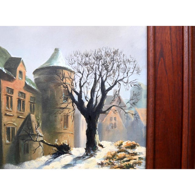 Dutch School, Winter Landscape Harbour Scene Ice Holland, 1990, Oil Painting, Framed For Sale - Image 3 of 7