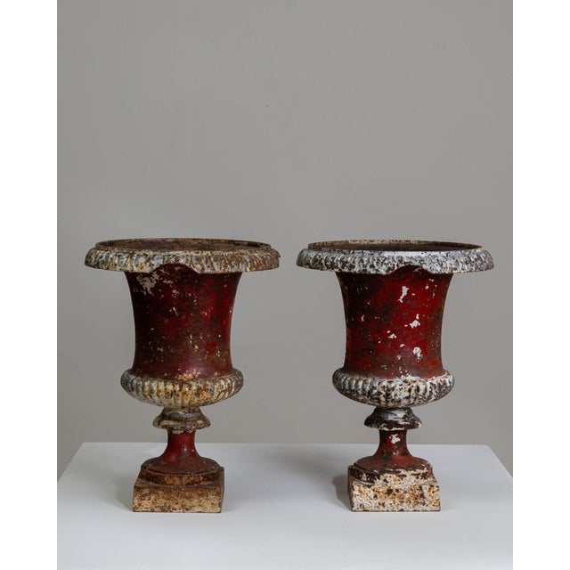 Late 19th Century France Burnt Orange Iron Urns For Sale - Image 4 of 10