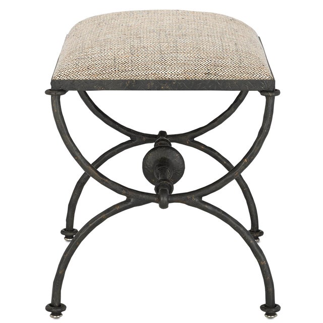 Rustic Currey & Company Agora Peppercorn Ottoman For Sale - Image 3 of 4