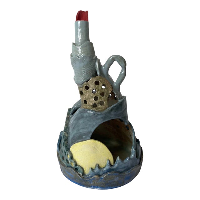 1970s One of a Kind Hand Built Ceramic Lantern For Sale