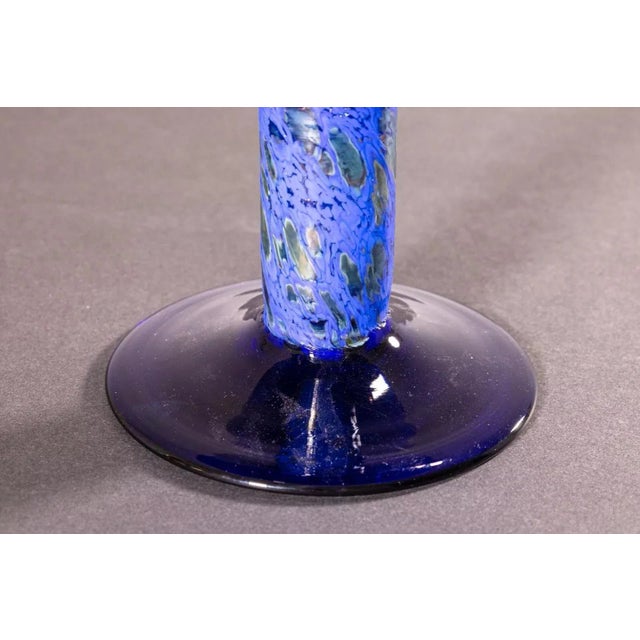 Mid 20th Century Erwin Eisch Postmodern Hand-Blown Studio Blue Glass Vessel with Pedestal Base For Sale - Image 5 of 5