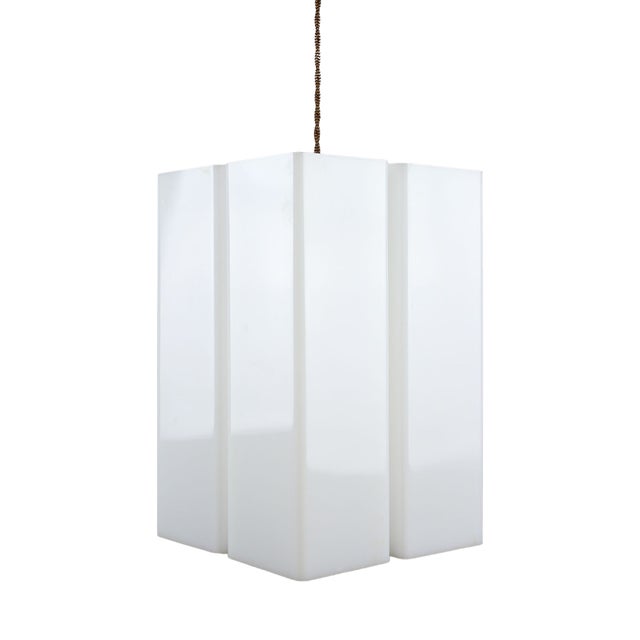 Vintage Italian Acrylic Glass Tower Pendant Lamp For Sale