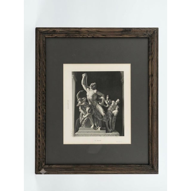 2010s “Le Laocoön” Classical Figural Print in Rustic Wood Frame, 32 × 25.5 Inches For Sale - Image 5 of 9