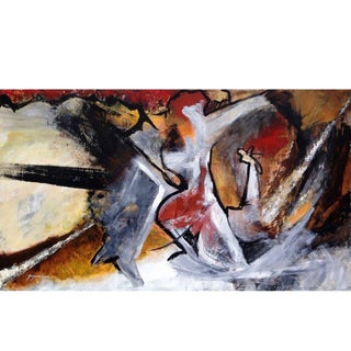 Suzanne Clune "Figures" Abstract Painting on Canvas For Sale