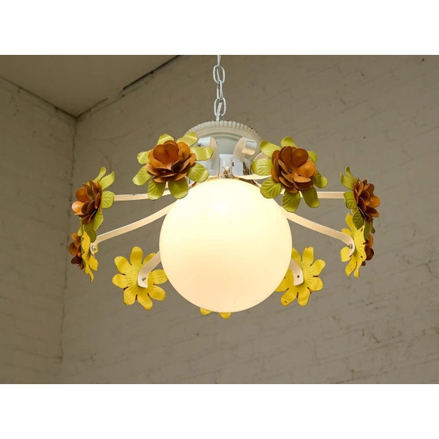 Mid-Century Modern Vintage and Orange Flower Chandelier 1960s For Sale - Image 3 of 9