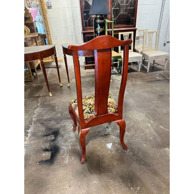 Vintage Queen Anne Red Chinoiserie Chair For Sale In Dallas - Image 6 of 7