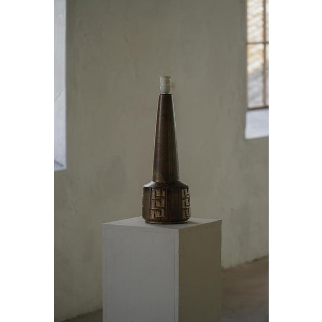 Large Danish Modern Ceramic Stoneware Table Lamp by Løvemose, 1960s For Sale - Image 10 of 12