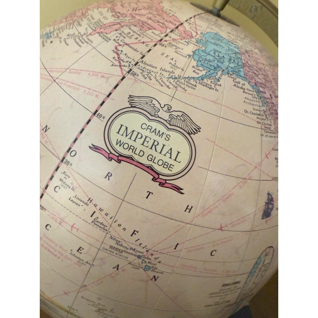 Vintage 12-Inch Cram Imperial World Globe by the George F. Cram Co. For Sale - Image 9 of 10