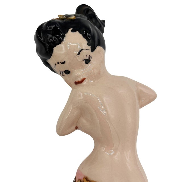Mid 20th Century Art Pottery Ceramic Wall Sculpture Brunette Mermaid For Sale - Image 4 of 5