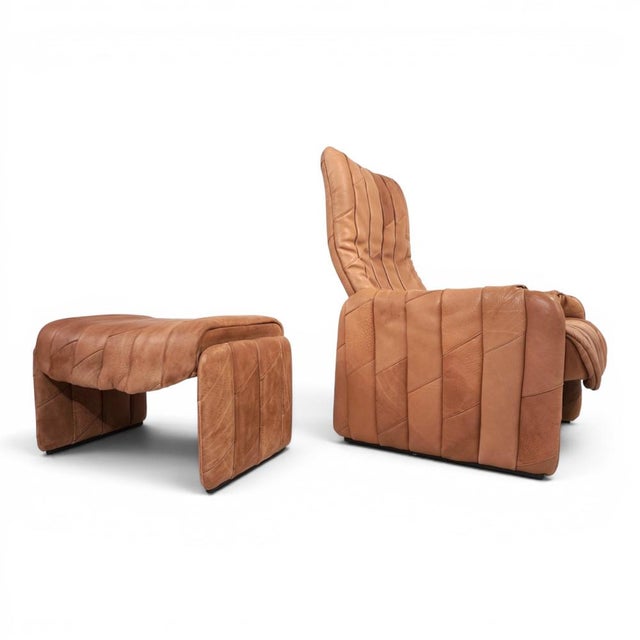 Set of DS 50 Patchwork Lounge Chair in Buffalo Leather with Ottoman from de Sede, 1970s For Sale - Image 9 of 18