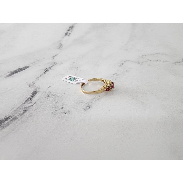 Ruby & Diamond Cluster Vintage Engagement Ring, Size 8.5 For Sale - Image 4 of 5