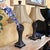 Vintage Uttermost Carved Wood-Finish Urn Table Lamps With Damask Shades – Pair For Sale - Image 9 of 18