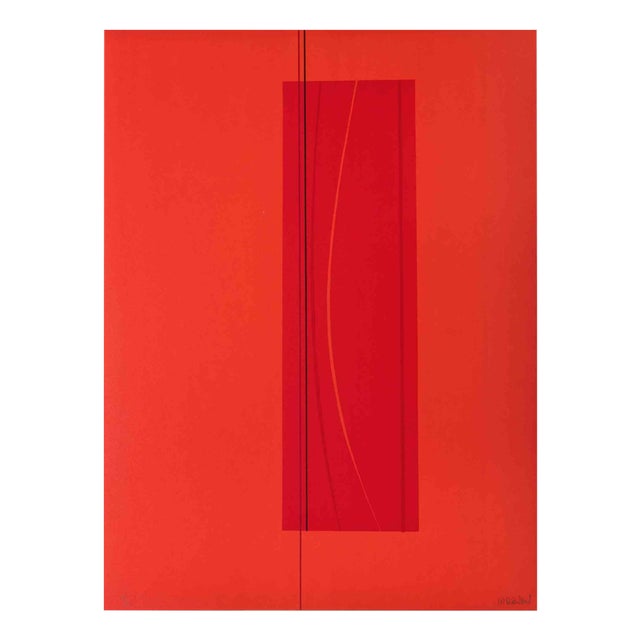 Lorenzo Indrimi, Red Six, Lithograph, 1970s For Sale