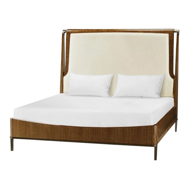 Mid Century Walnut Upholstered Bed - King For Sale