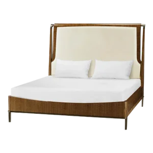 Mid Century Walnut Upholstered Bed - King
