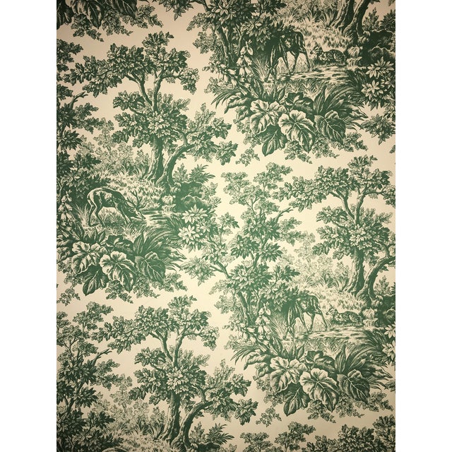 Schumacher Green Forest Deer Wildlife Toile Wallpaper Roll Chairish
