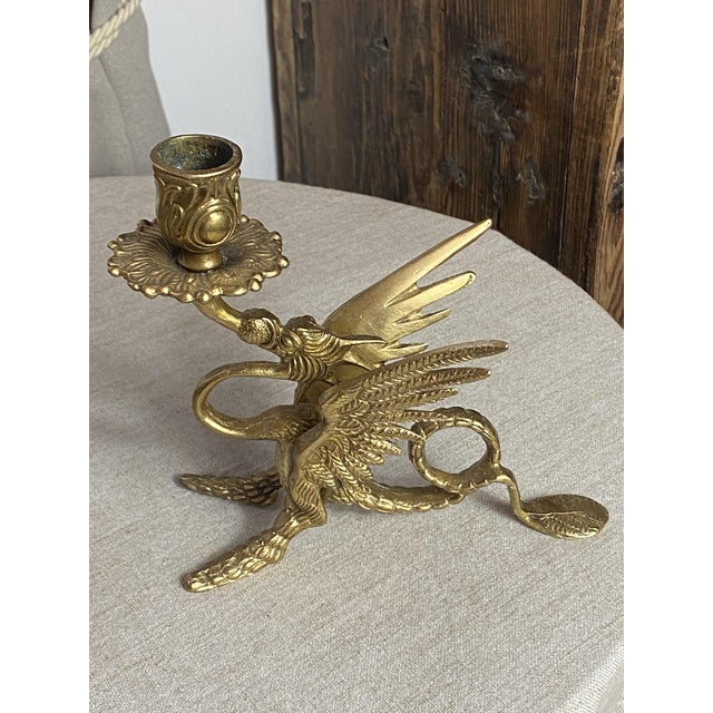 1920s Vintage Bronze Chimera Candlesticks, 1920s, Set of 2 For Sale - Image 5 of 18