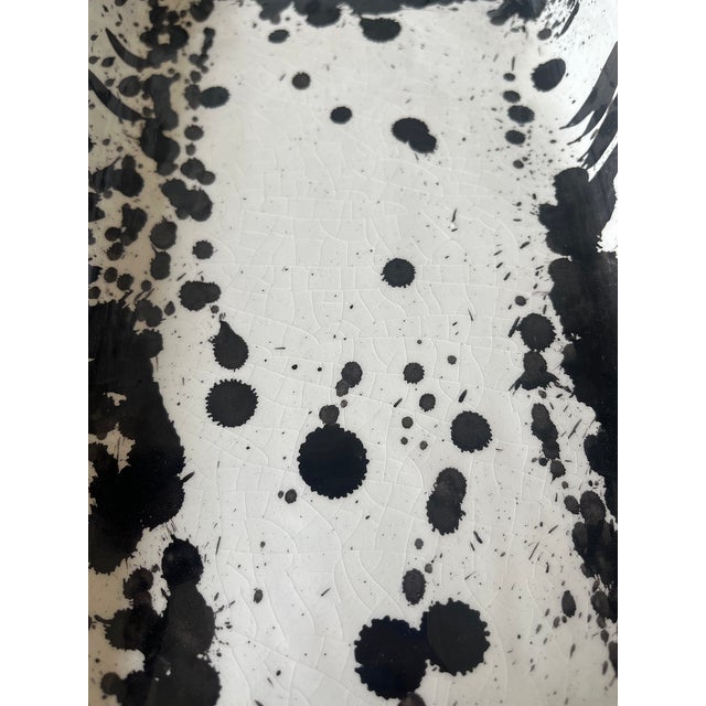 Handcrafted Ceramic Trays With Black Abstract Splatter Design - a Pair For Sale In New York - Image 6 of 8