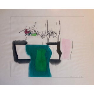 John Wood, Abstract MIxed Media Drawing Vibrant Modernist Color Watercolor Painting For Sale