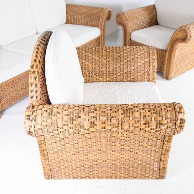 Wicker Rattan Lounge Set, 1970s, Set of 3 For Sale - Image 16 of 18