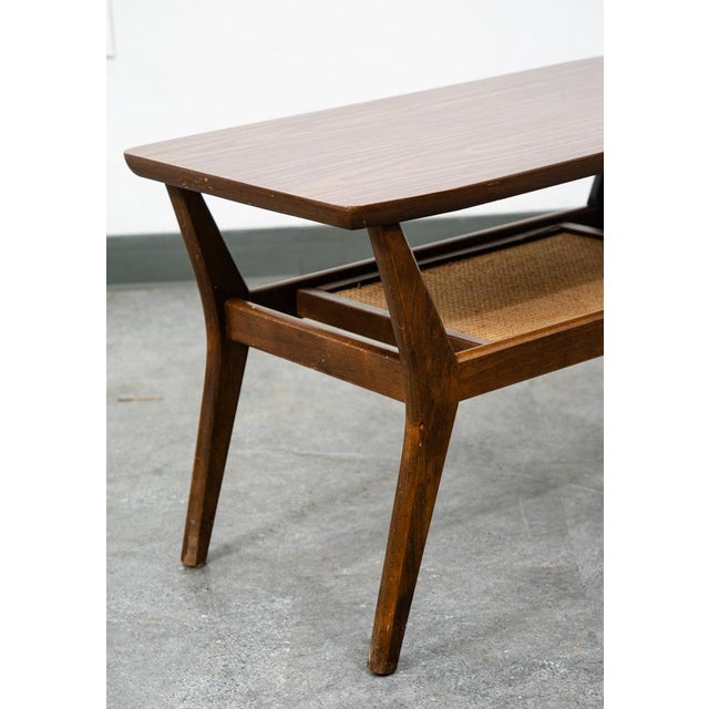 Brown Mid Century Modern Coffee Table Slat Beech Sculptural Danish Shelf Vintage MCM For Sale - Image 8 of 9