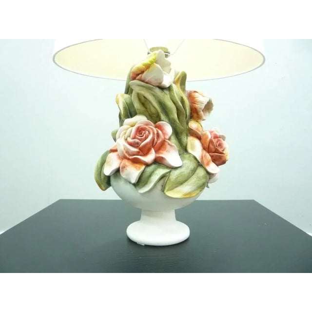 1970s Regency Floral Ceramic Table Lamp, 1970s For Sale - Image 5 of 13