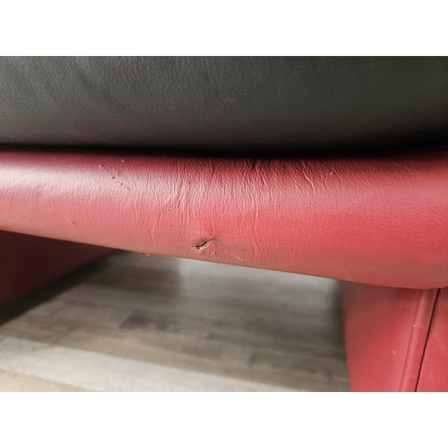 Red and Black Leather Armchair attributed to Nicoletti Salotti, 1980 For Sale - Image 15 of 18