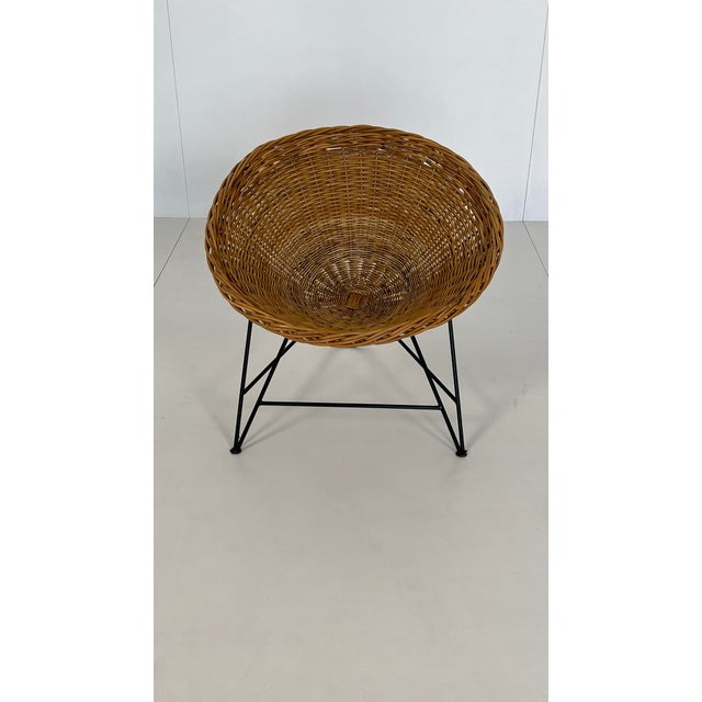 Black Vintage Chair in Cone Wicker, 1960s For Sale - Image 8 of 8