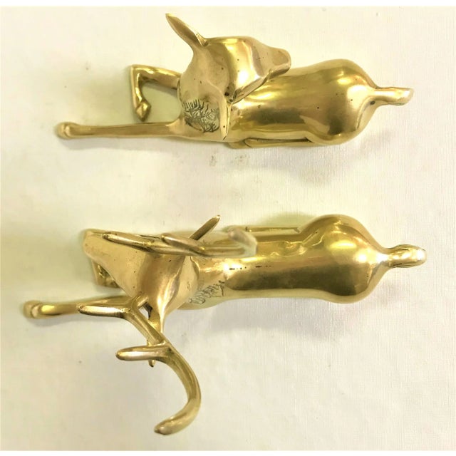 Vintage Brass Buck and Doe Reclining Deer Figurines - a Pair For Sale In West Palm - Image 6 of 11